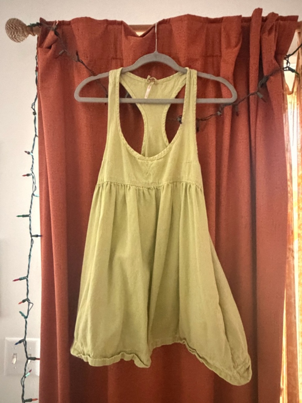 Free People Light Olive Racerback Swing Tank